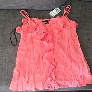 Coral, new with tags, ruffle tank top